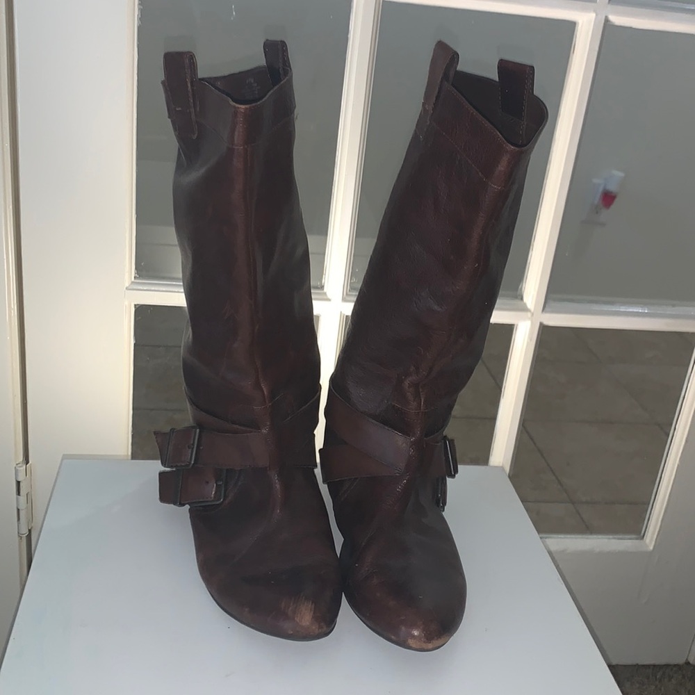 Brown thigh high boot